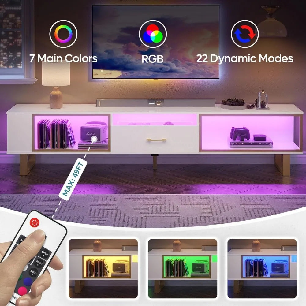 80 Inch TV Stand for 65 75 85 90 Inch TVs Modern LED Gaming Center