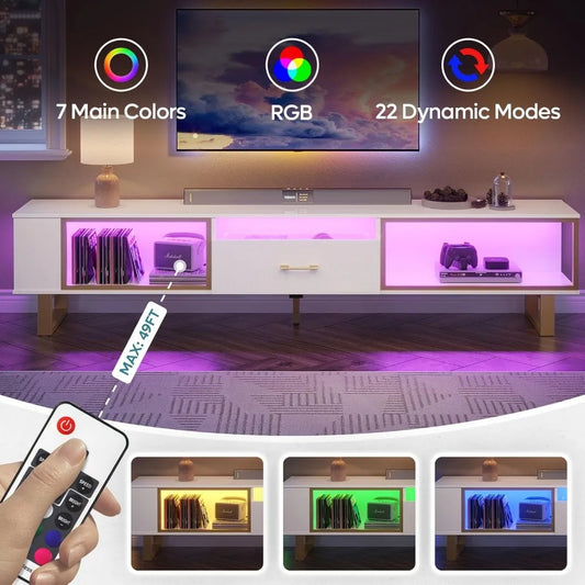 80 Inch TV Stand for 65 75 85 90 Inch TVs Modern LED Gaming Center