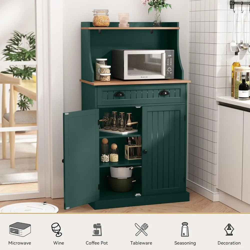 Ljustra Microwave Cabinet Stand Storage Hutch Adjustable Shelves Kitchen