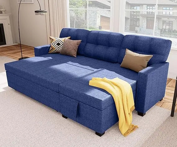 Reversible Sectional Sofa Bed with Storage Chaise Pull Out Couch