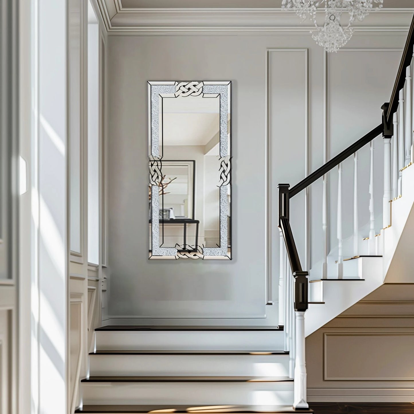 Ljustra Crushed Diamond Rectangular Wall Mirror Glam Decor