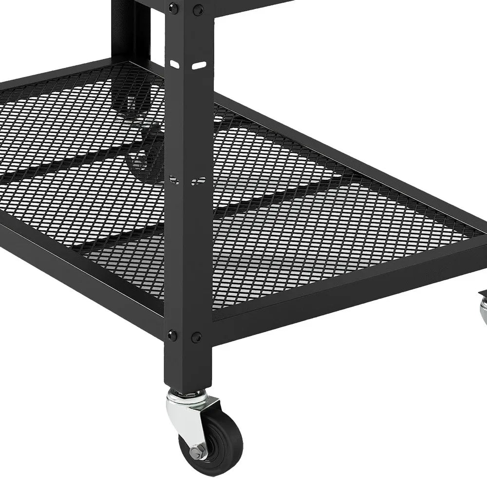 Outdoor Grill Cart Pizza Oven Table with Adjustable Shelf and Wheels
