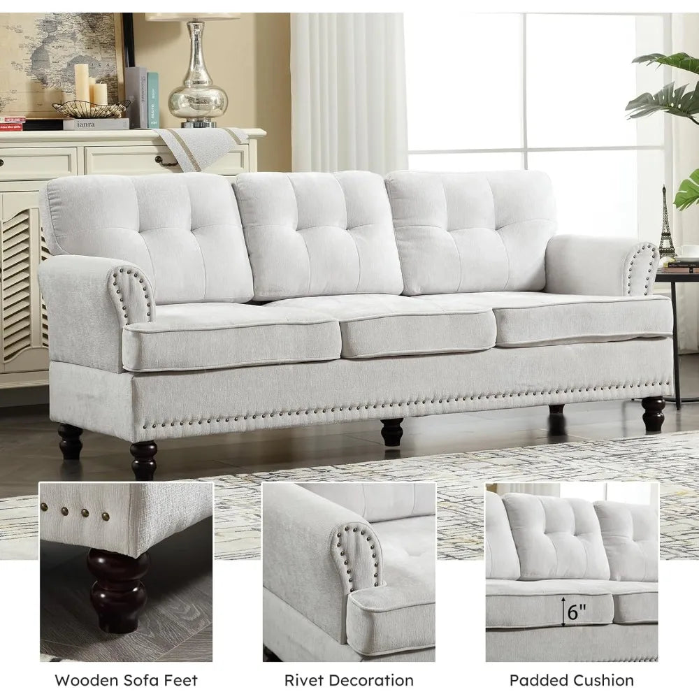 Ljustra 3 Seat Loveseat Sofa Rivet Design Mid-Century Modern