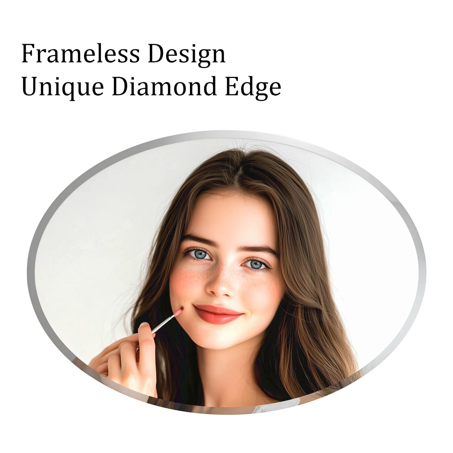 Frameless Oval Beveled Edge Bathroom Mirror for Living Room Entryway