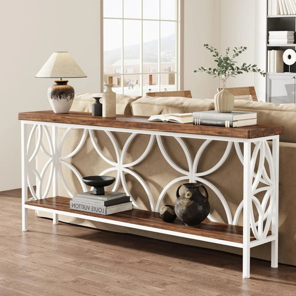70.9-Inch Industrial Narrow Sofa Table Console for Entryway Living Room