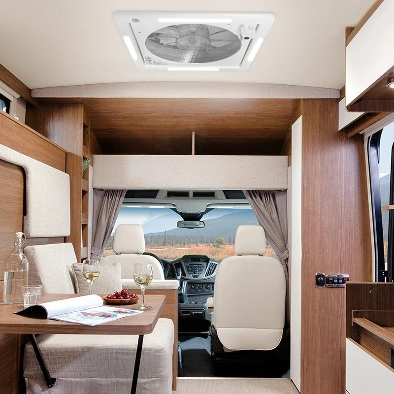 Ljustra RV Vent Fan With LED Light 5-Speed Reversible DC 12V Trailer