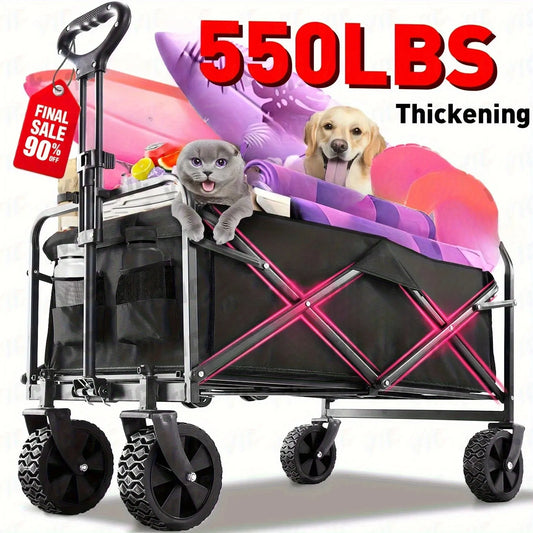 Collapsible Folding Beach Wagon Large Capacity Utility Cart All Terrain