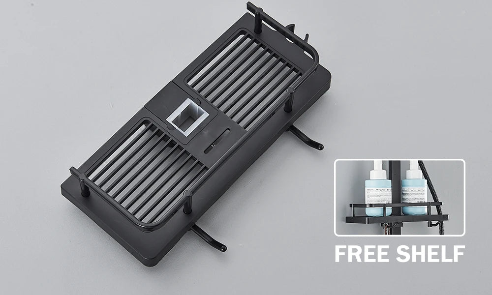 Black Digital Display Thermostatic Shower Faucet Rainfall Mixer Tap