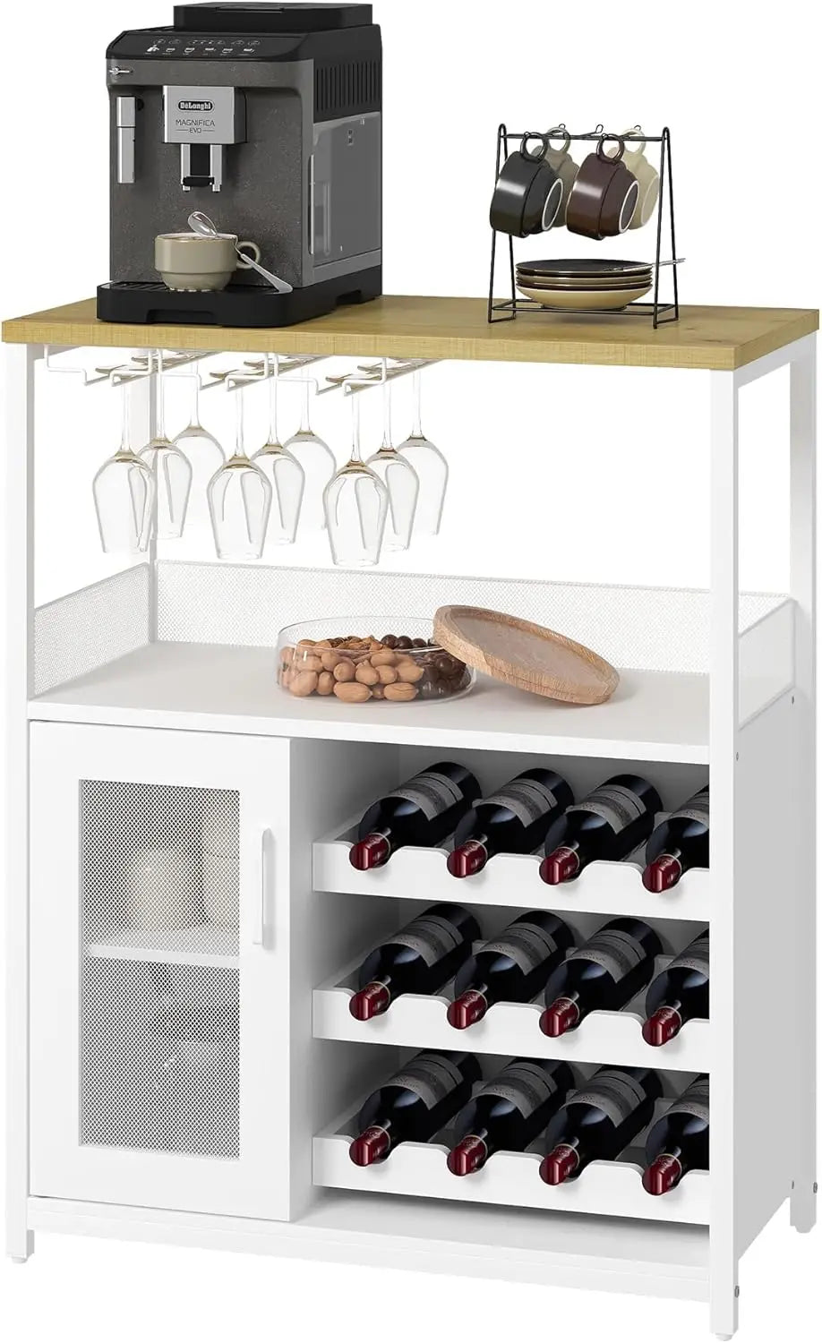 Wine Bar Cabinet with LED Light Kitchen Sideboard Coffee Bar Rack