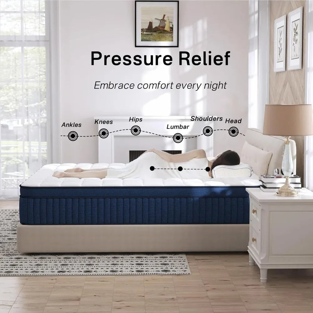 Ljustra King Size Mattress 14 Inch Medium Firm Pocket Springs Gel Foam