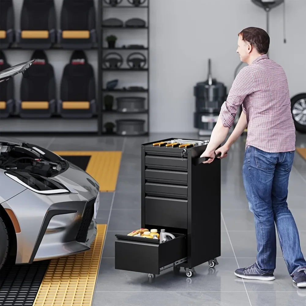 5-Drawer Rolling Tool Storage Cabinet with Locking Wheels Heavy Duty