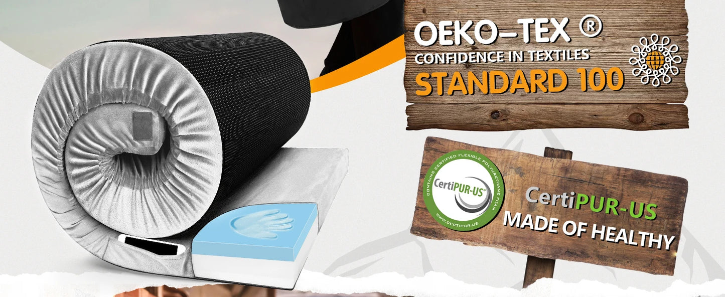 Ljustra Memory Foam Camping Mattress Portable Roll Up Cot Bed