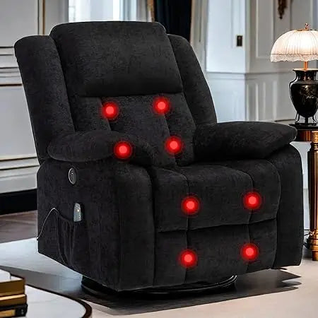 360° Swivel Rocker Recliner Chair with Massage and Heating Function
