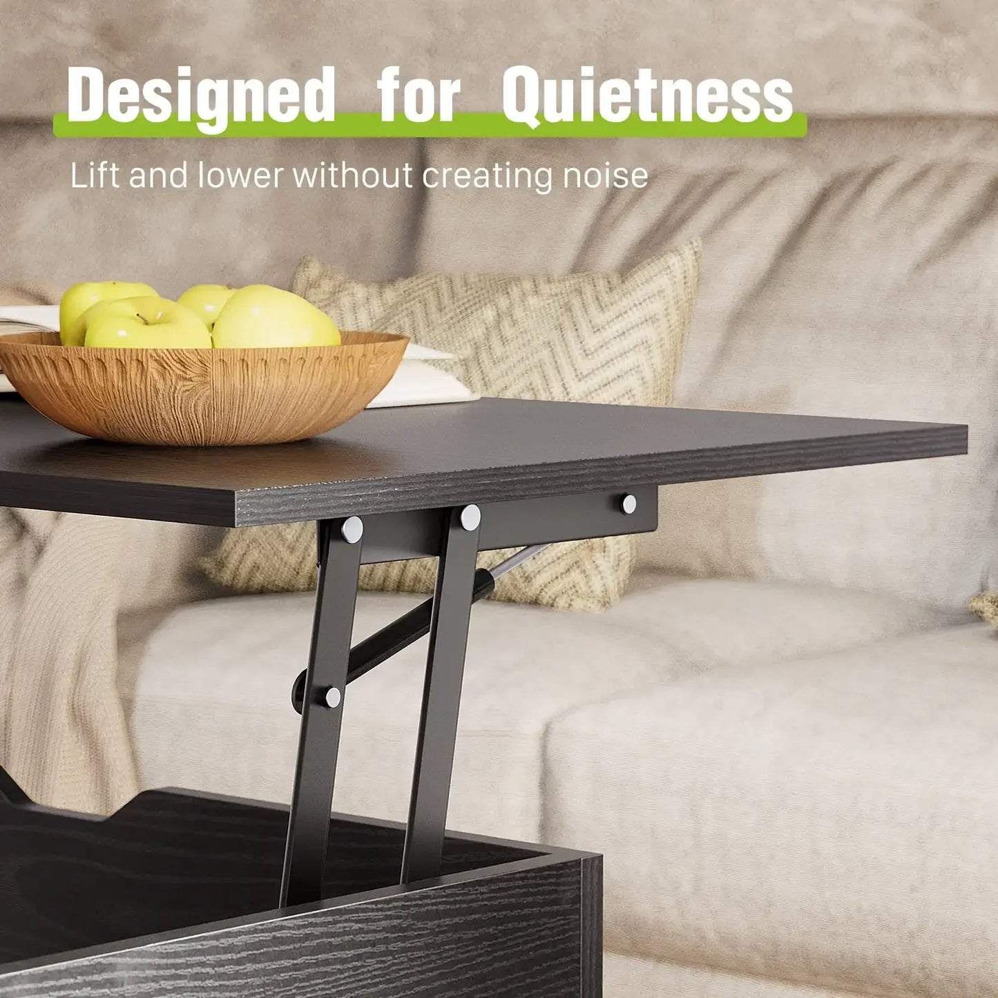 Modern Lift Top Coffee Table Adjustable Height Storage Espresso Finish