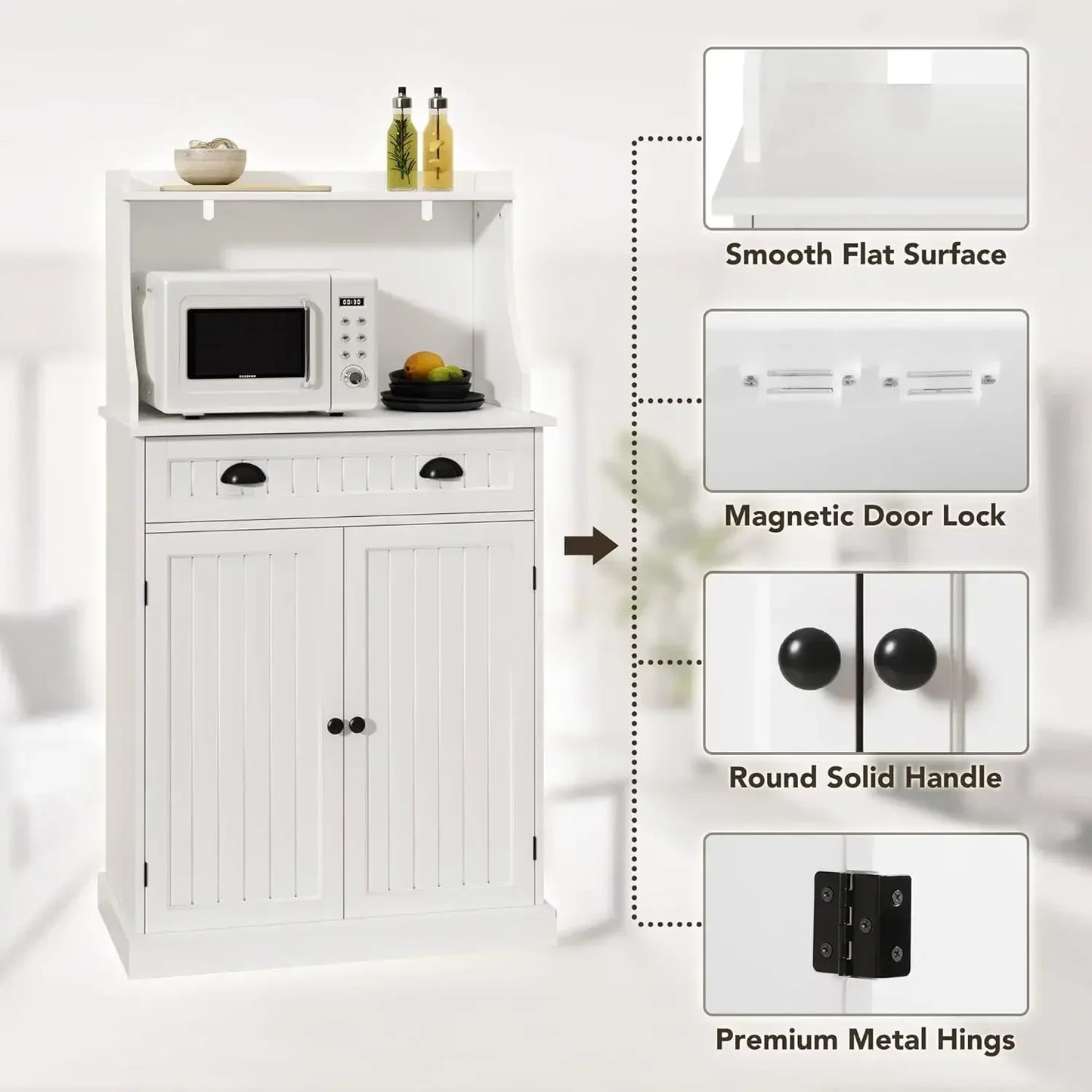 54" Freestanding Kitchen Pantry Storage Cabinet with Adjustable Shelves