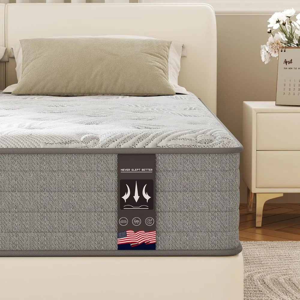 Queen Size 12 Inch Medium Firm Gel Infused Memory Foam Pocket Spring Mattress