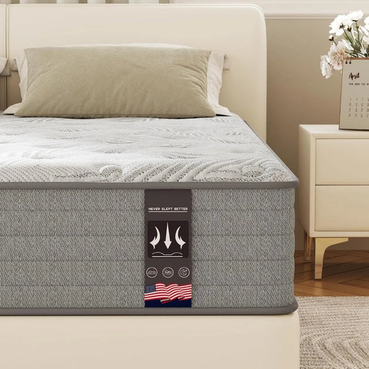 Queen Size 12 Inch Medium Firm Gel Infused Memory Foam Pocket Spring Mattress