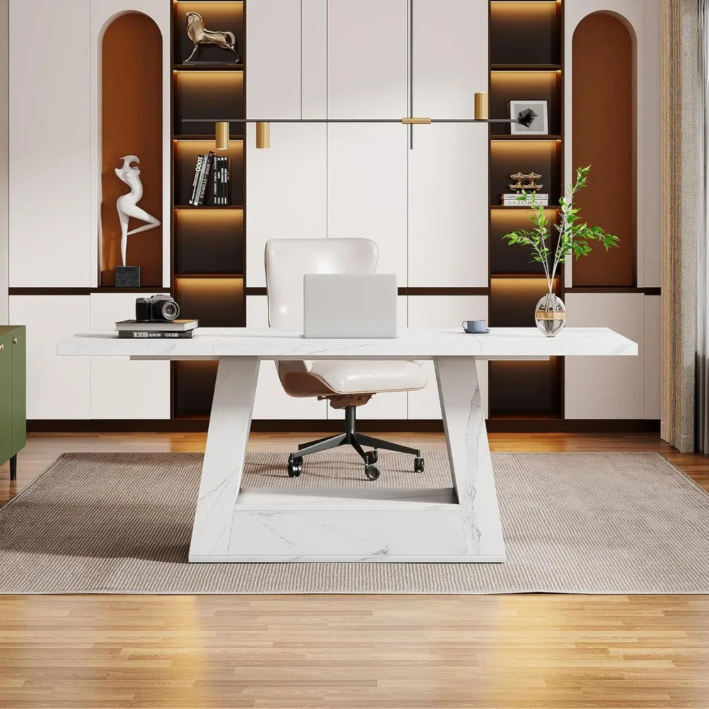 Modern 63-Inch Executive Computer Desk Large Workstation Home Office