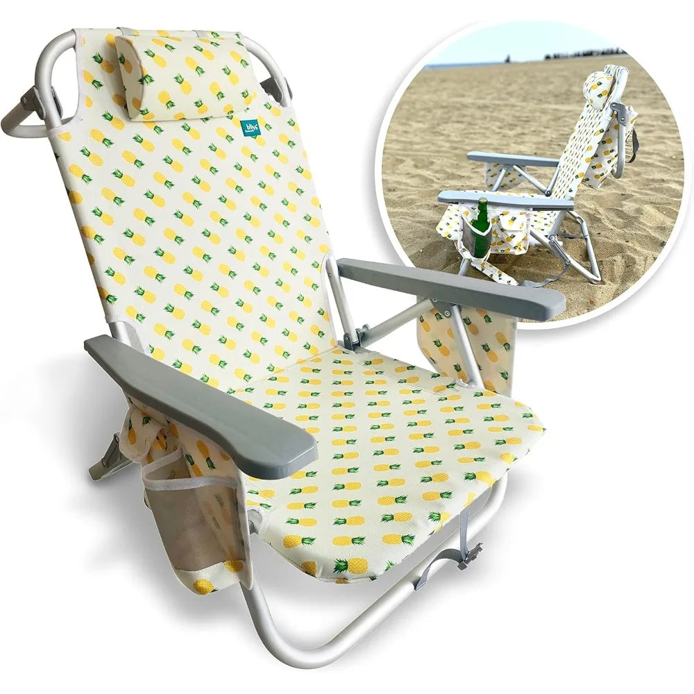Folding Beach Chair Recliner Backpack Towel Rack Outdoor Furniture