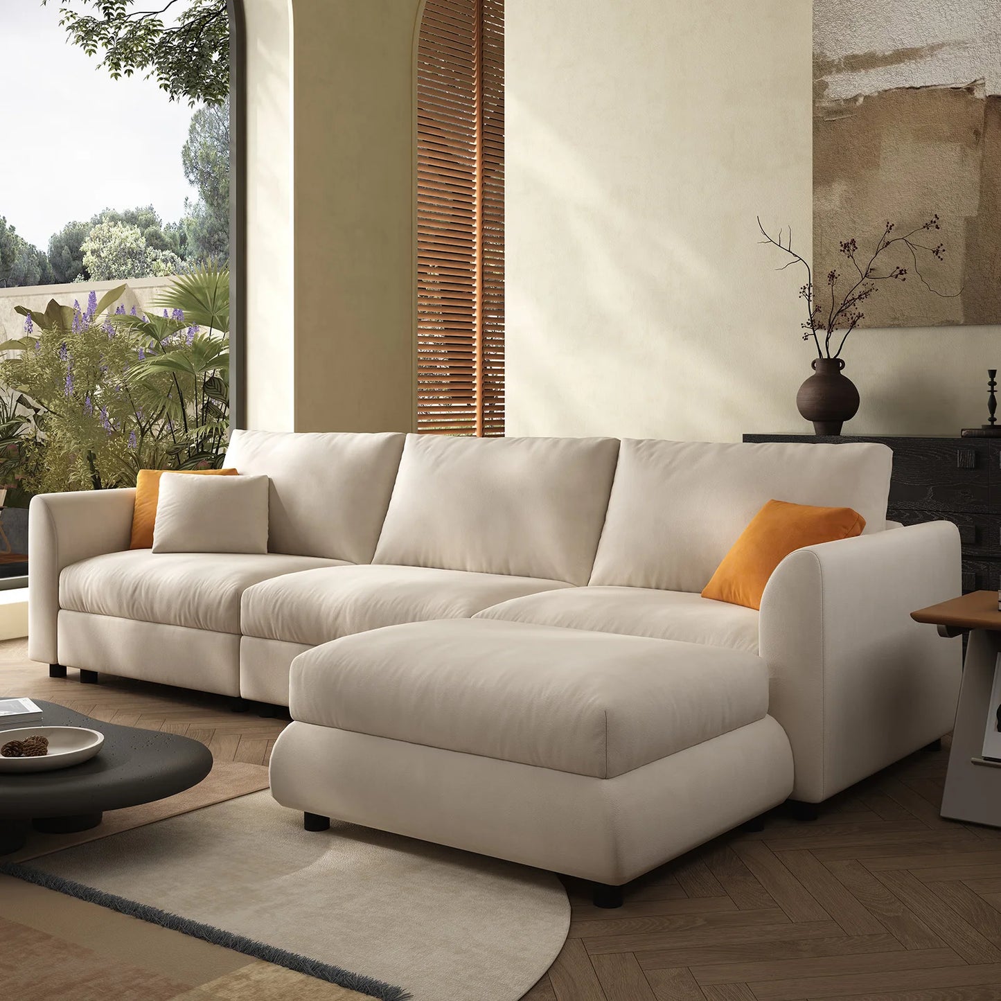 Ljustra Comfy Cloud Couch 108.2" Modern Sectional Sofa with Ottoman