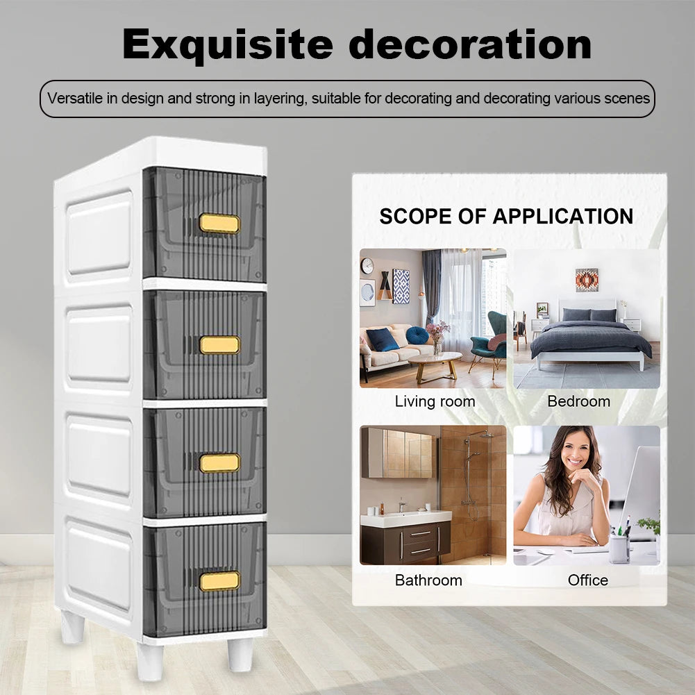 Bathroom Storage Cabinet 4 Tier Narrow Organizer Rack Waterproof Shelves