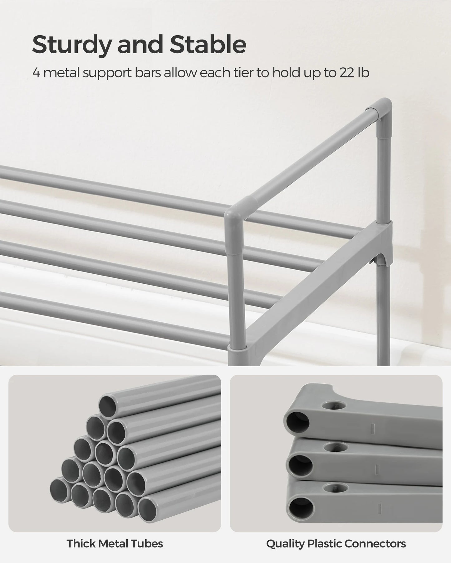 Ljustra 2-Tier Shoe Rack Organizer Metal Storage Shelf for 10 Pairs