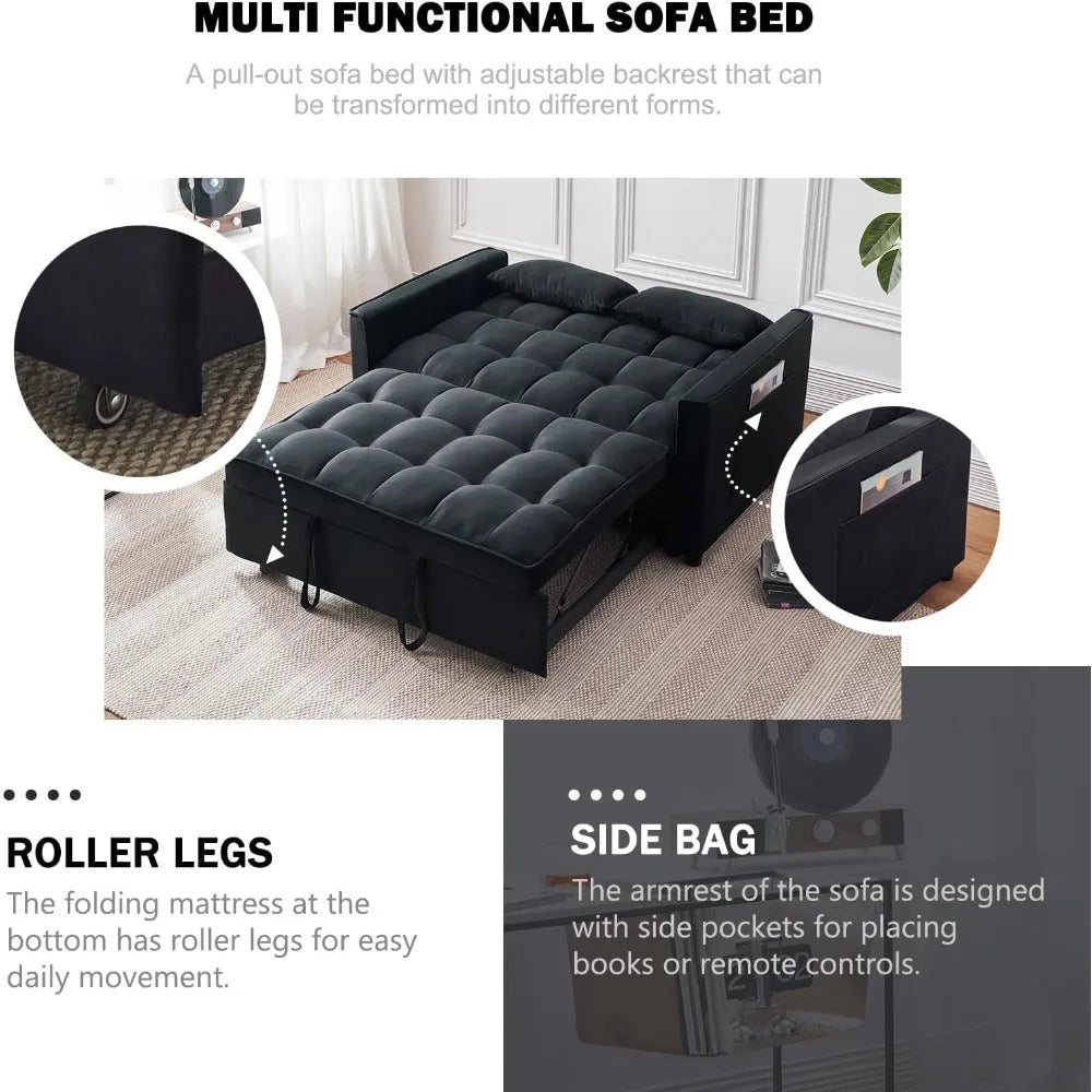 Ljustra 3-in-1 Sleeper Sofa Bed Velvet Pull-Out Couch with Storage