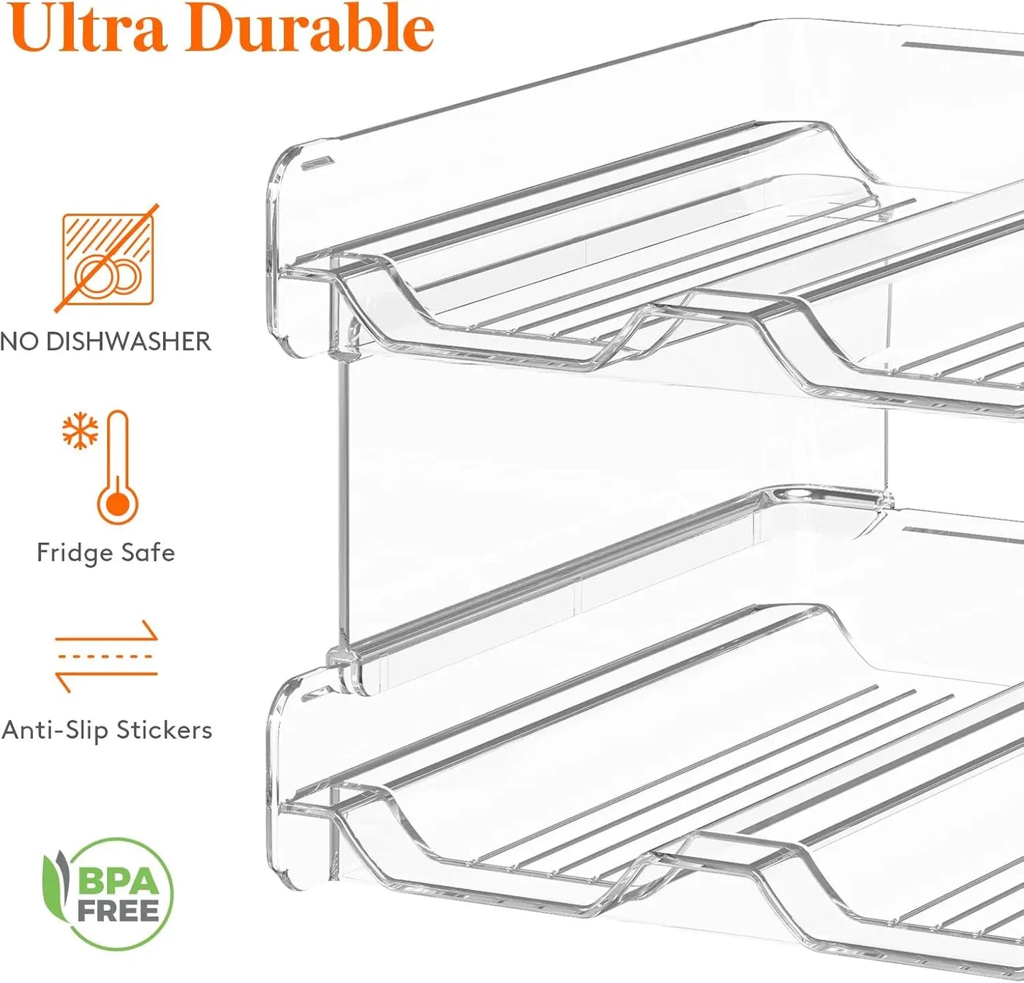 Wine Rack Refrigerator Organizer Stackable Hold 4 Bottles Kitchen Storage