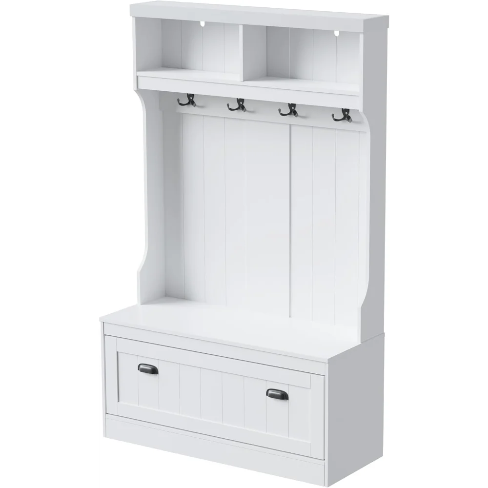 Hall Tree Bench with Shoe Storage Coat Rack Entryway Organizer