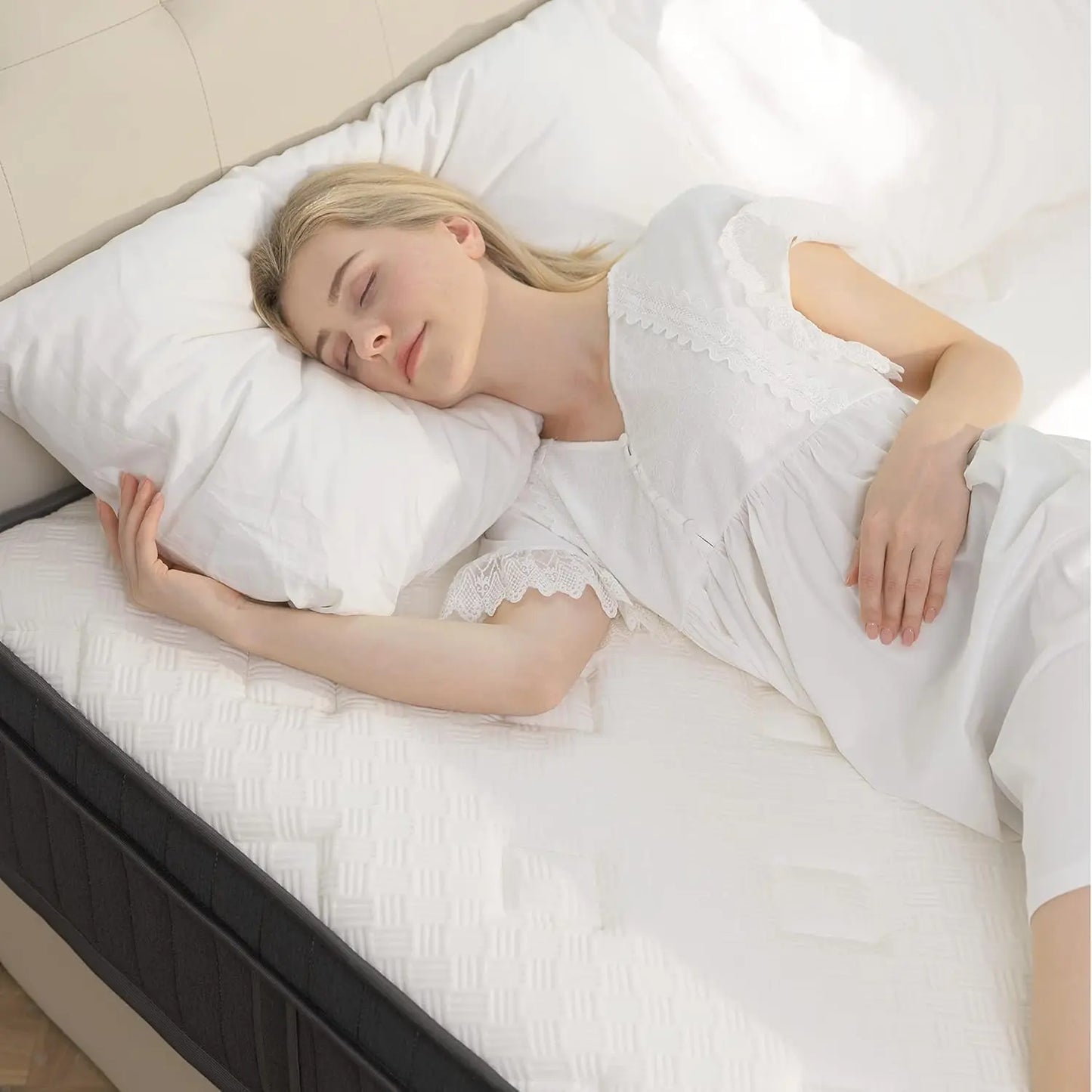 Ljustra Queen Mattress 10 Inch Hybrid Memory Foam Pocketed Springs