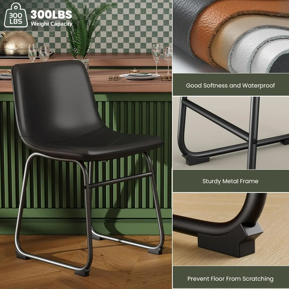 Modern Upholstered Dining Chairs Set of 4 with Metal Legs 18 Inch