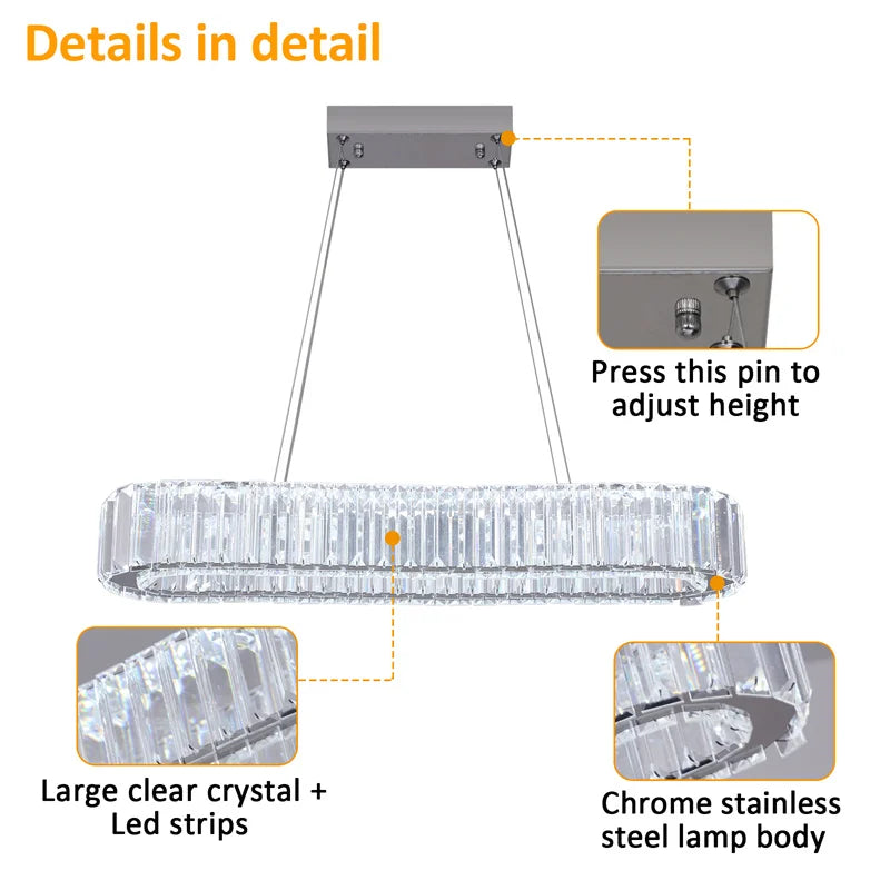 Modern Crystal Rings LED Chandelier Luxury Ceiling Lamp Remote Control