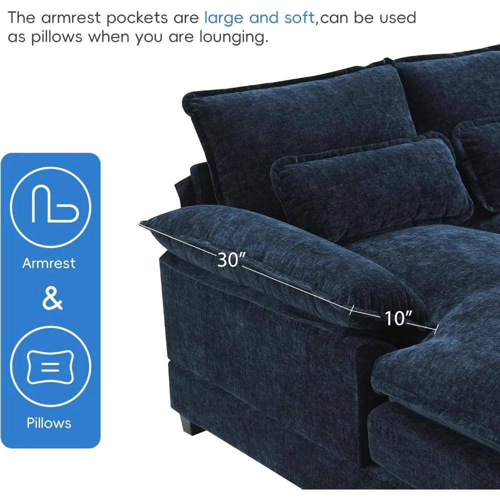 Luxury Modern U Shaped Sofa 110 Inch 4 Seater Sectional Couch