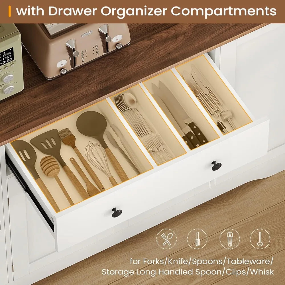 Buffet Cabinet with Storage and Charging Station Farmhouse Sideboard