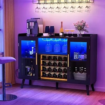 53 Inch Modern Wine Bar Cabinet Liquor Storage Buffet Home Furniture