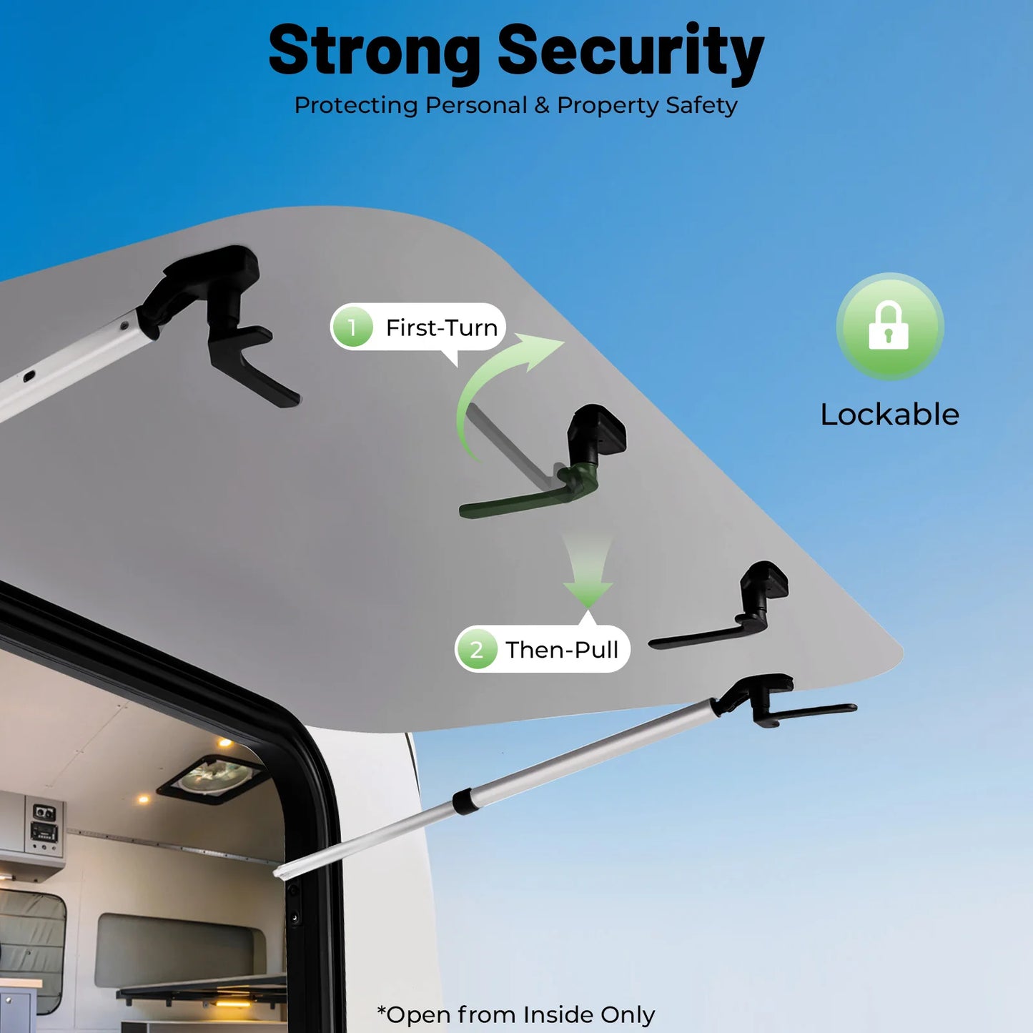 RV Exit Window 90x55cm Tempered Glass Camper Emergency Window Trim Kit