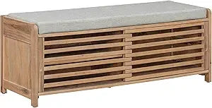 Entry Storage Bench with Cushioned Seat and 2 Drawers for Shoes