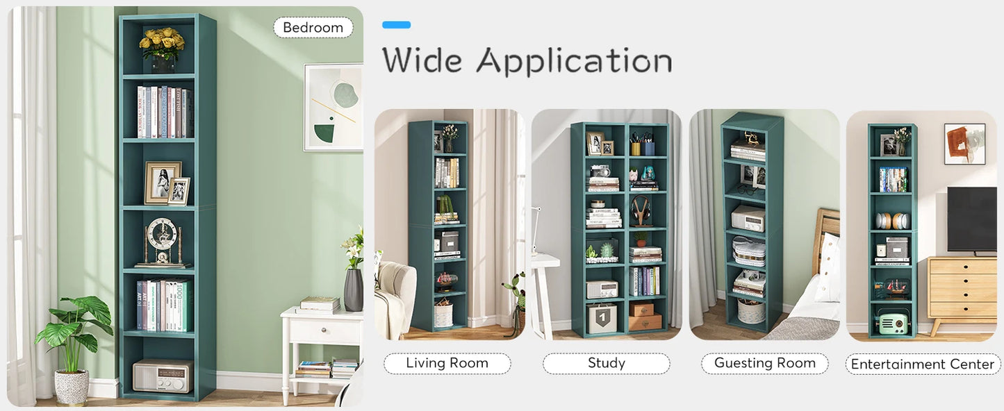 Ljustra 70.9 Inch Tall Narrow Bookcase Modern White Corner Storage Shelf