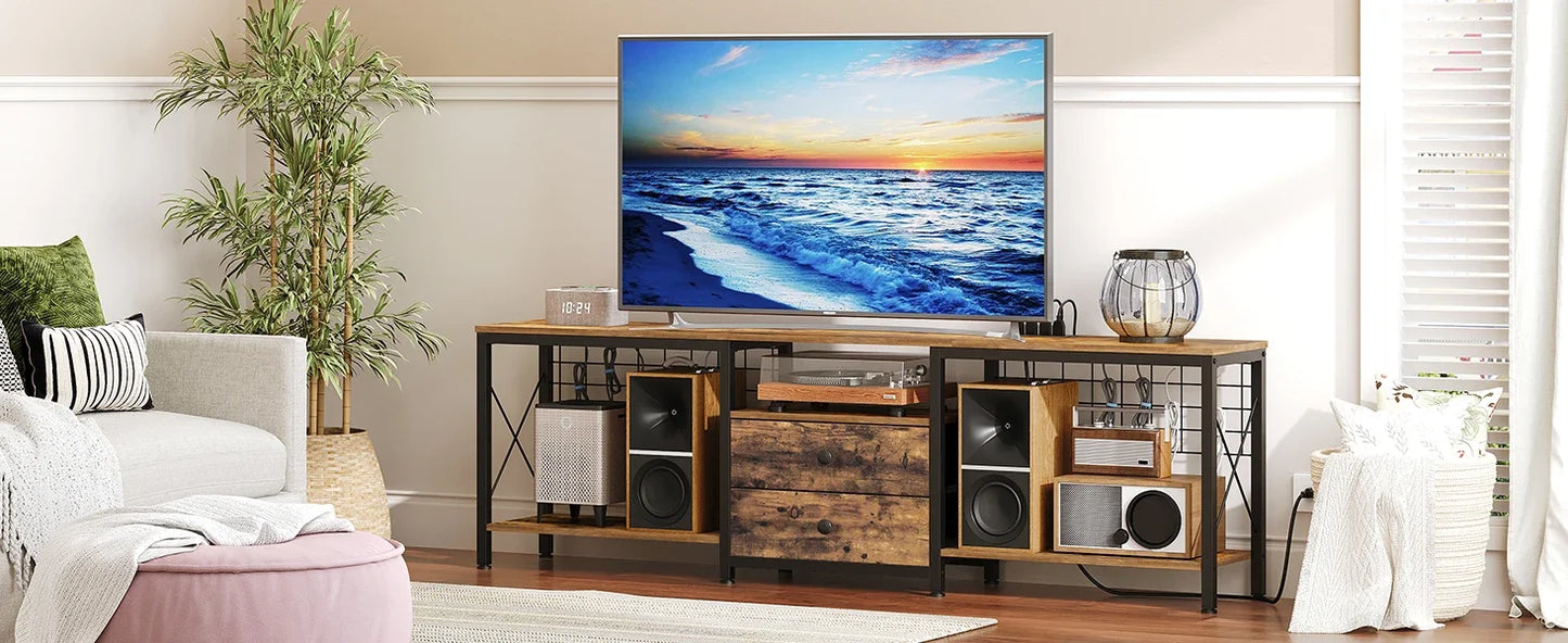 TV Stand with Power Outlet for 75 Inch TVs Entertainment Center
