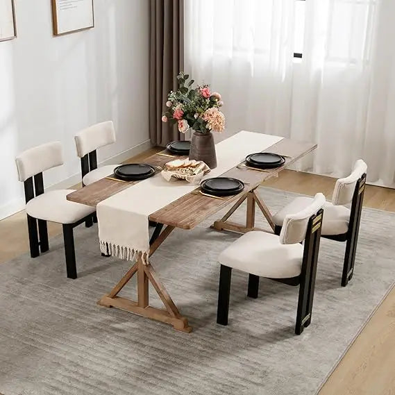 Farmhouse Dining Chairs Set of 4 Mid Century Modern Upholstered Rattan