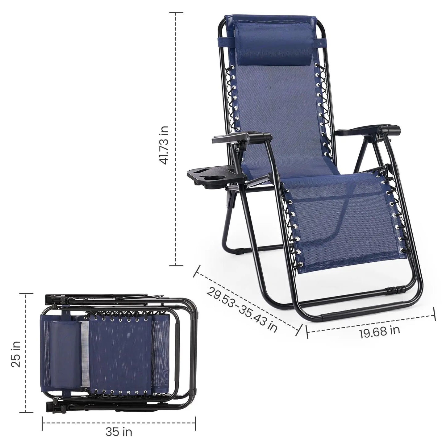Portable Zero Gravity Recliner Camping Lounge Chair Set of 2