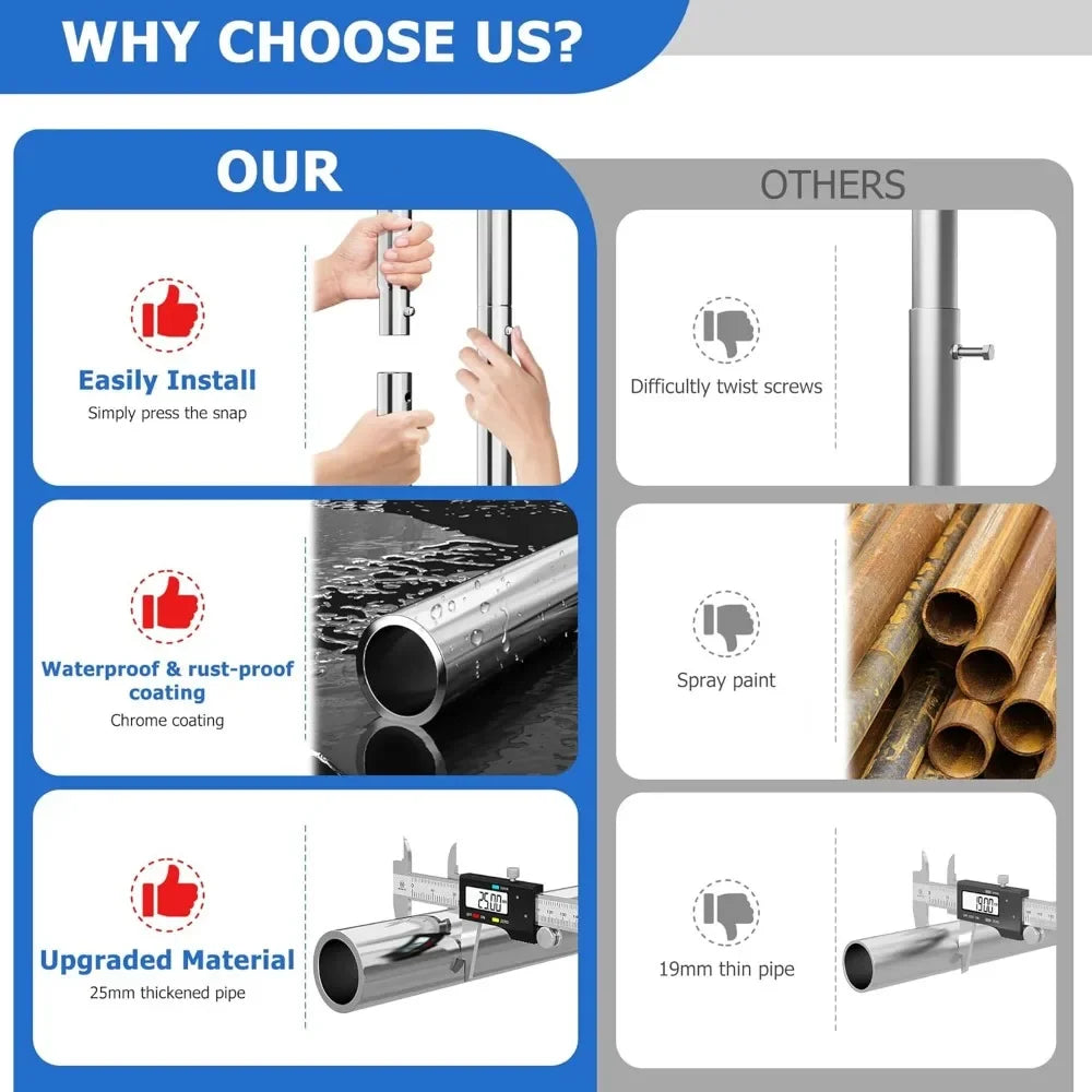 Heavy Duty Adjustable Rolling Clothes Rack 620LBS Portable Storage