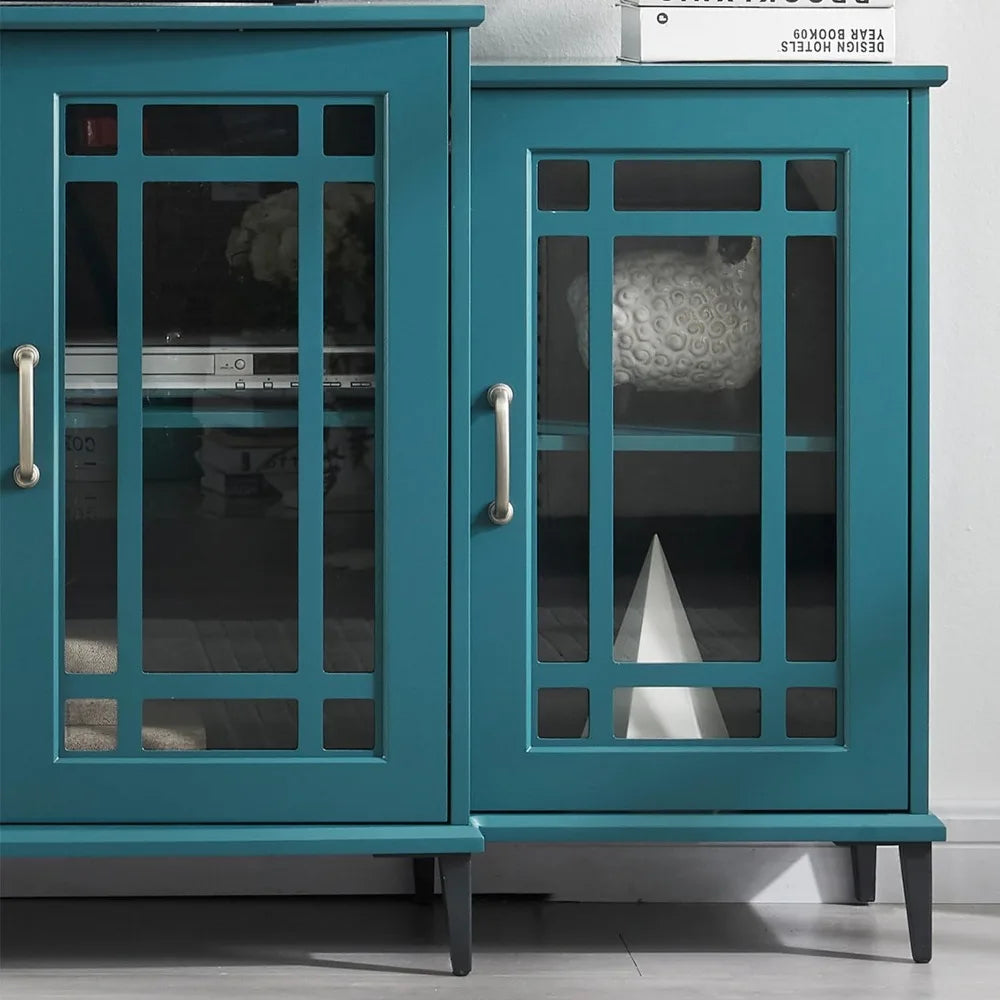 62 Inch Vintage Buffet Sideboard Cabinet Retro Console Table with Glass Doors