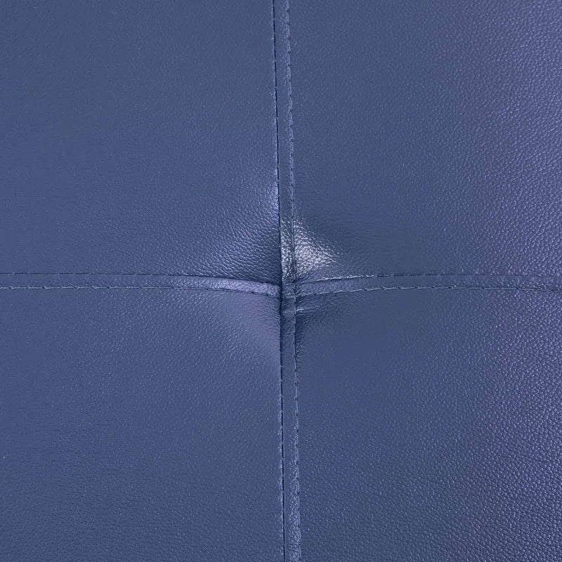 3PC Blue Leather Sofa Set w/ Storage Ottoman, Semi PU, Modern Living Room Couch Set