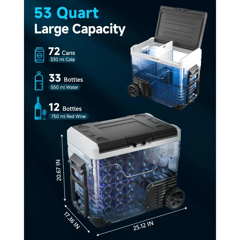 Ljustra Car Fridge Portable 53 Quart Electric Cooler 12V 110V 240V