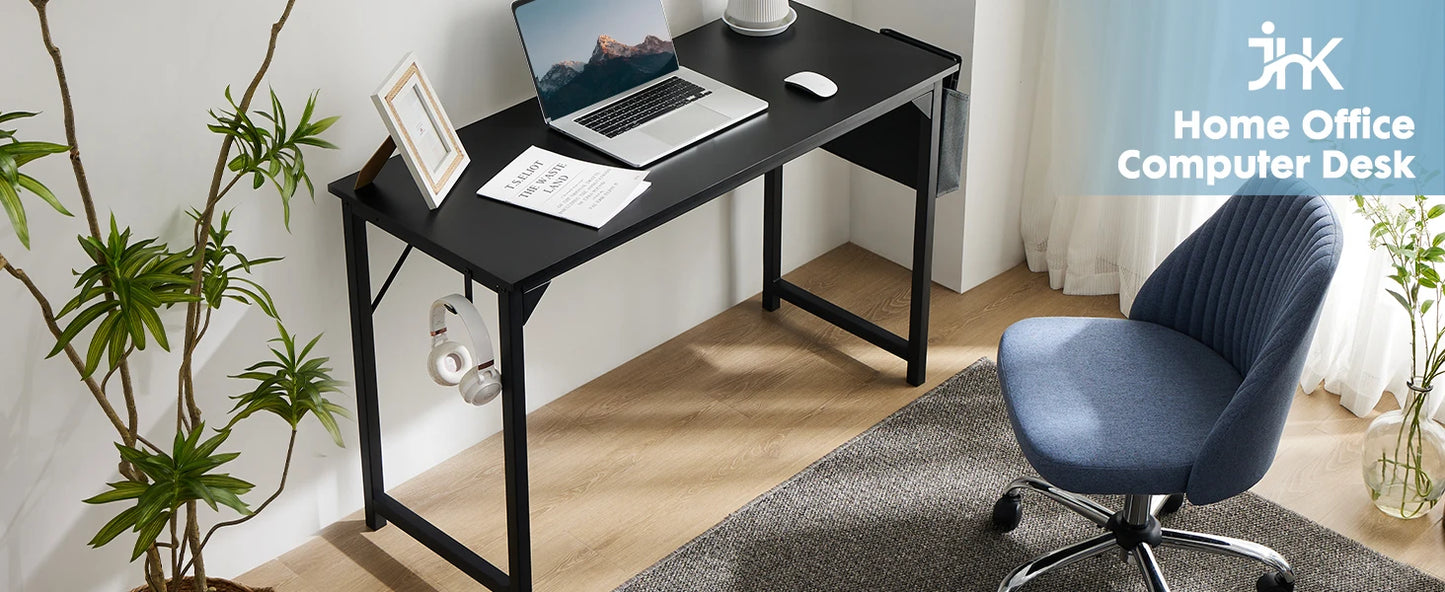 Ljustra Modern Compact Computer Desk with Storage and Headphone Hook