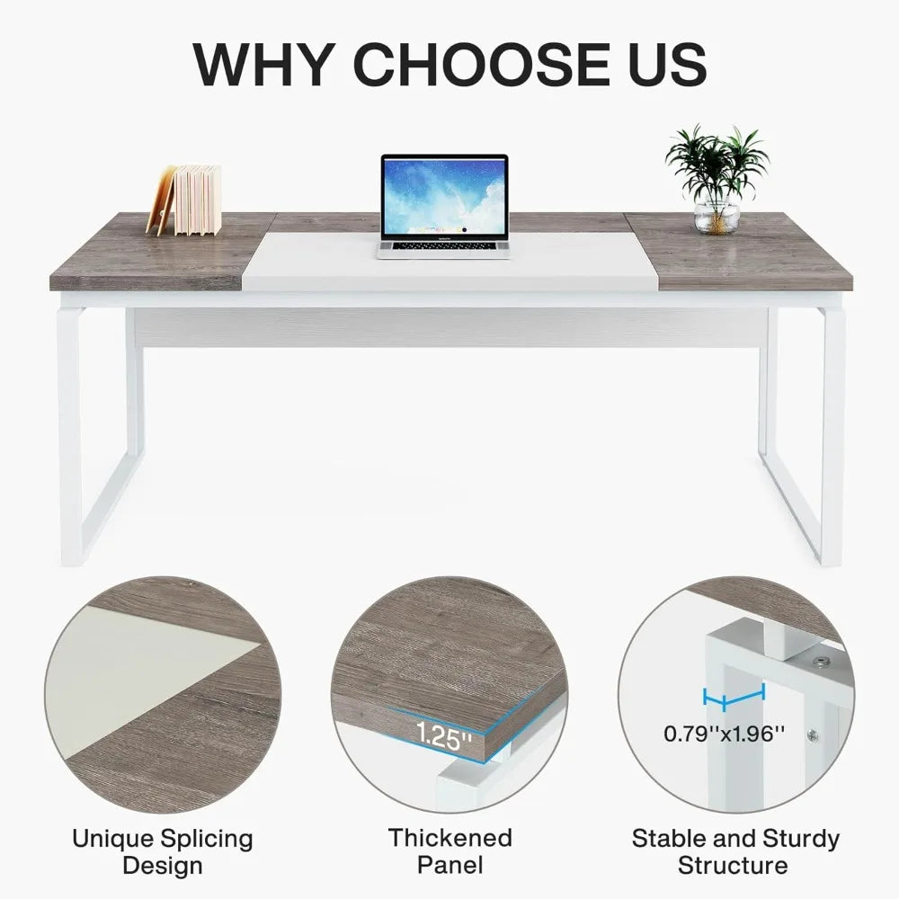 63 Inch Modern Conference Table for Home Office Meeting Space