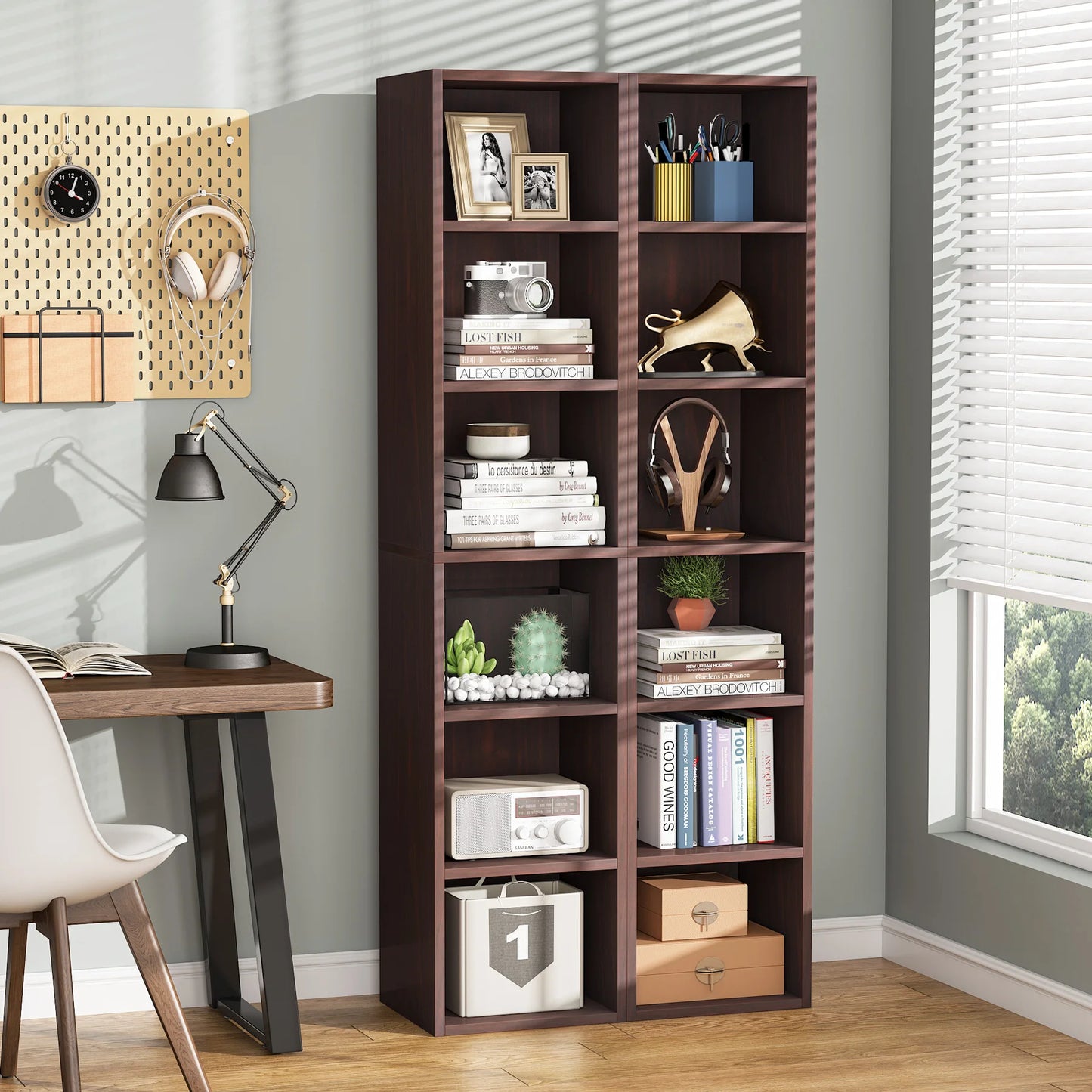 Ljustra 70.9 Inch Tall Narrow Bookcase Modern White Corner Storage Shelf