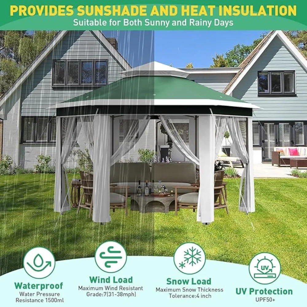 13x13 Pop Up Gazebo Heavy Duty Adjustable Height Instant Canopy Tent