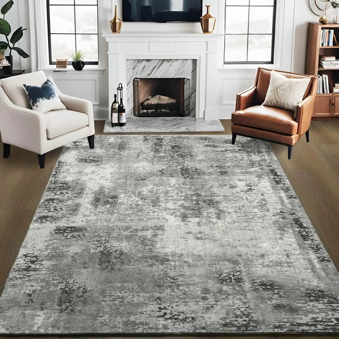 Modern Abstract Fluffy Area Rug for Living Room Bedroom Home Decor